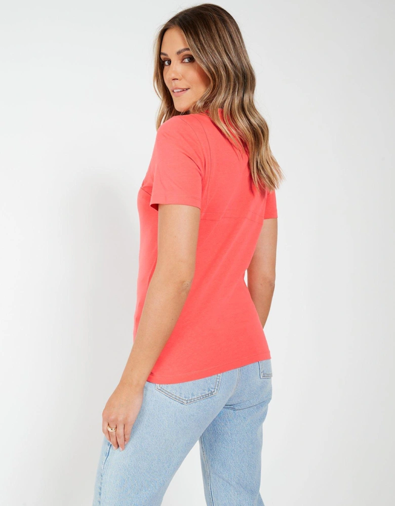 Ruched Detail T-Shirt - Pink