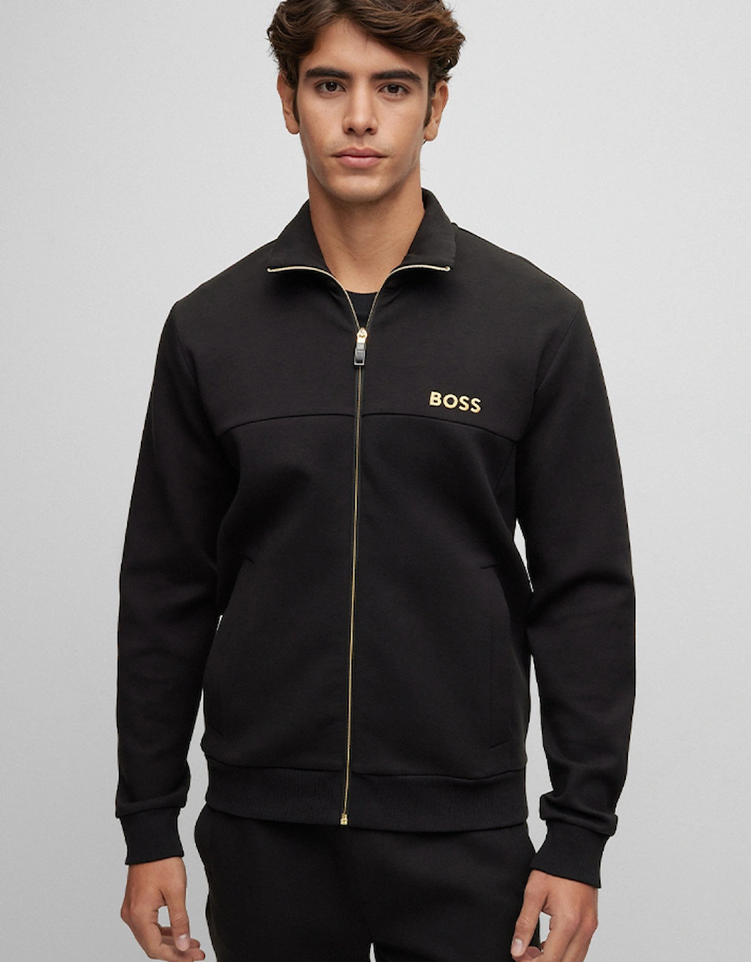 Men's Cotton-Blend Zip-Up Sweatshirt with Embroidered Logo, 4 of 3