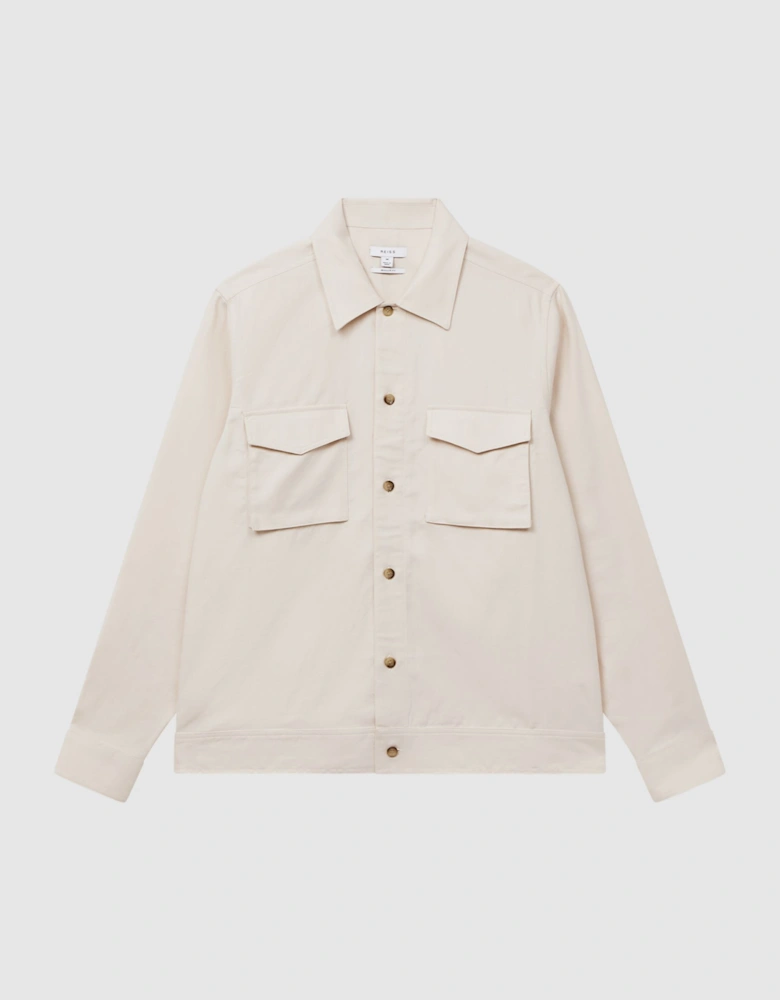 Cotton-Linen Long Sleeve Overshirt