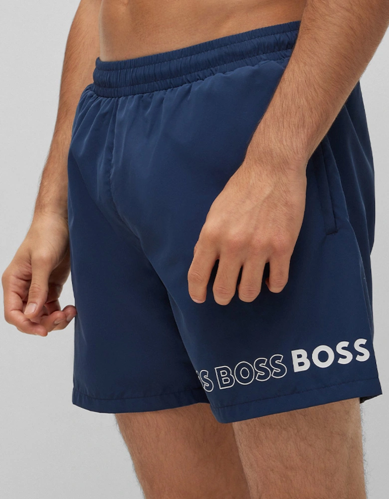 Men's Recycled-Material Swim Shorts with Repeat Logo