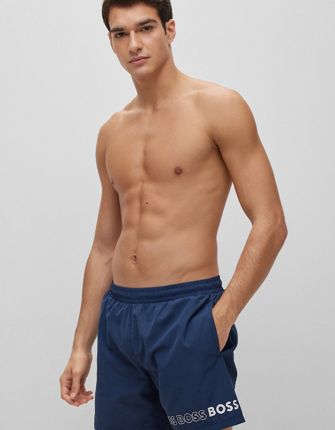 Men's Recycled-Material Swim Shorts with Repeat Logo, 4 of 3