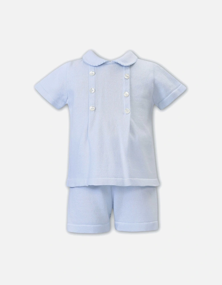 Baby Boys Blue Cotton Knit 2 Piece Short Set