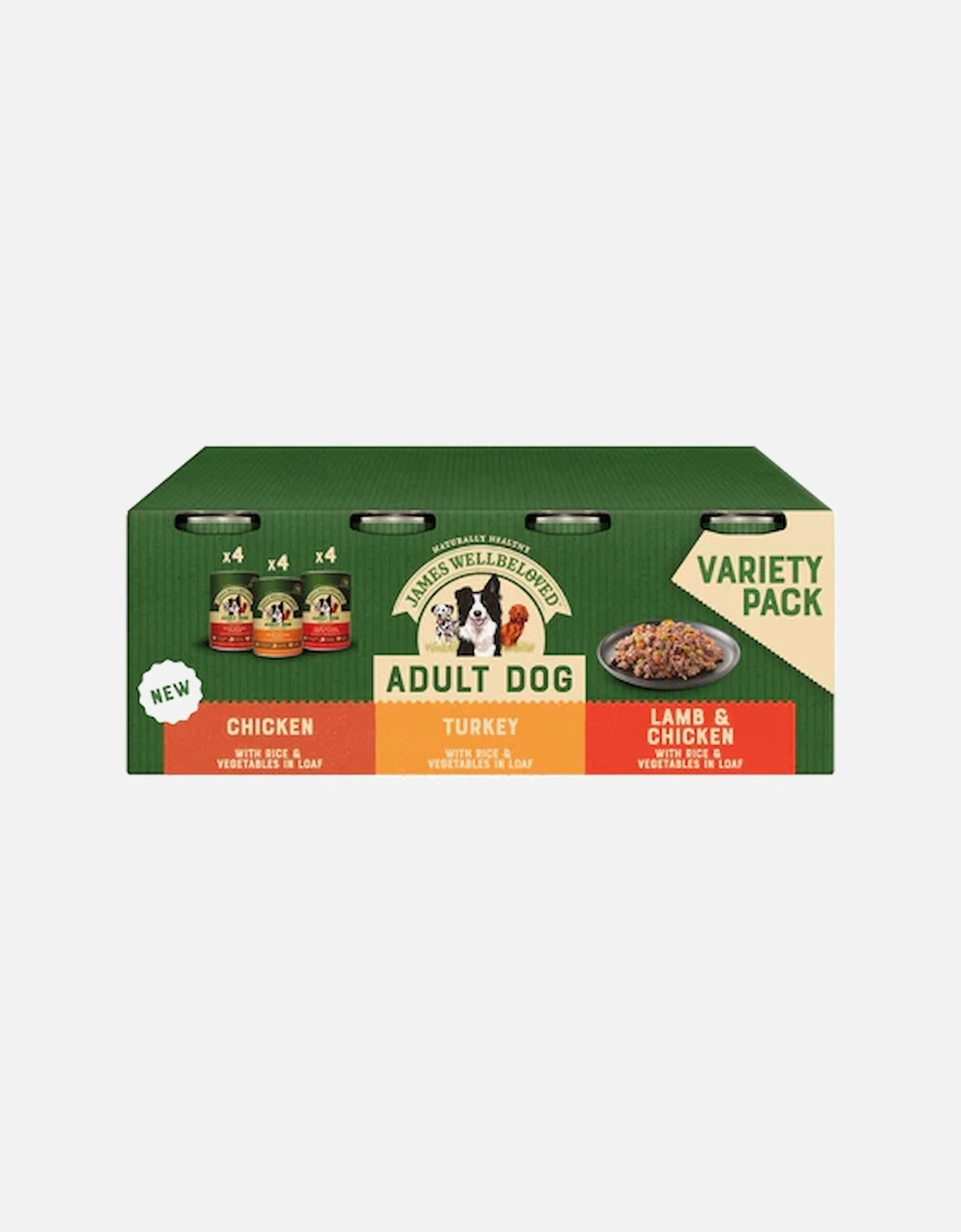 Adult Turkey, Lamb & Chicken In Loaf Wet Dog Food 12x400g, 3 of 2