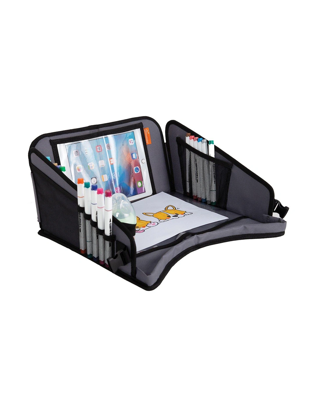 On-the-Go Extra-Large Car Tray Table with Tablet Holder, Storage Pockets & Carry Strap, 3 of 2