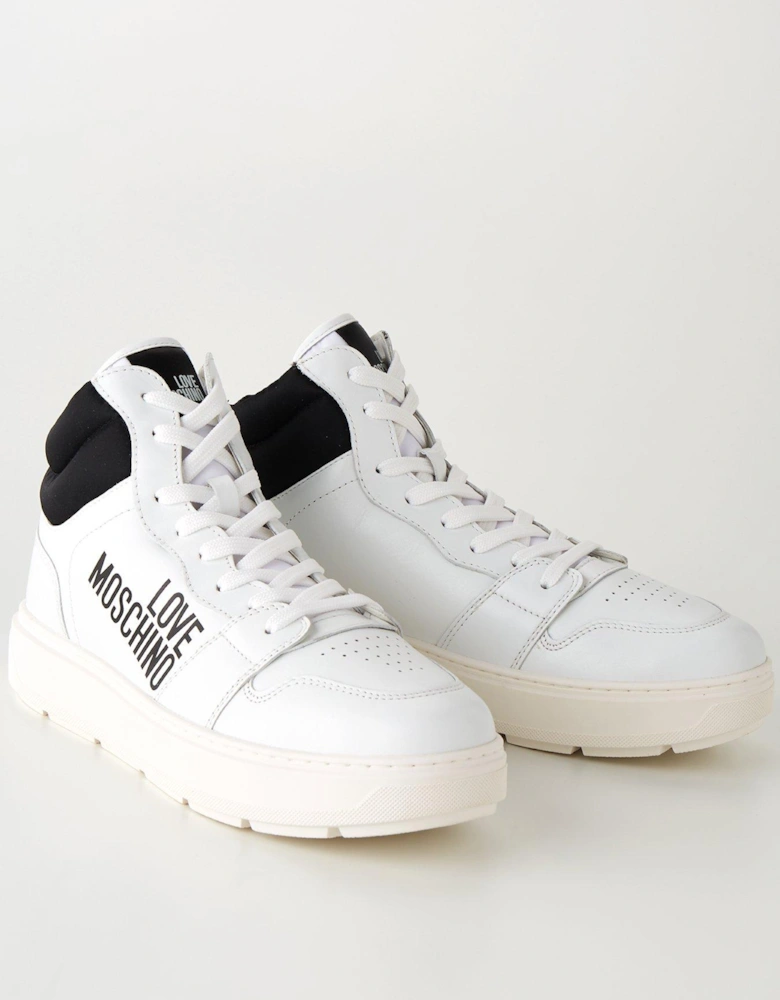 90s Style High Top Trainer - White And Black