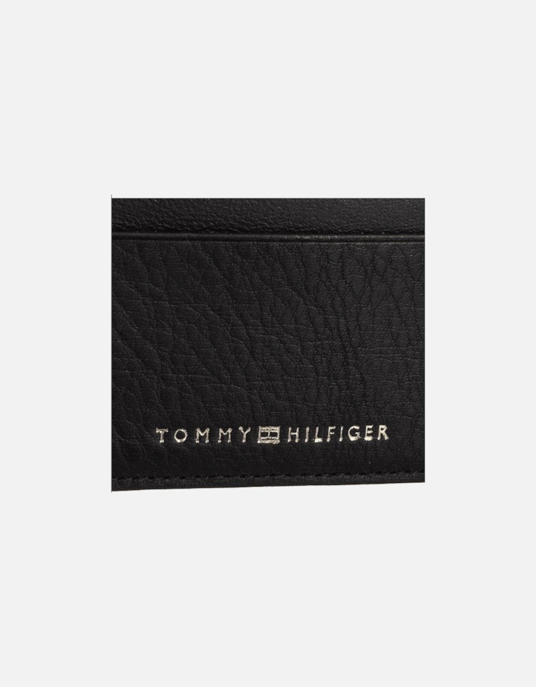 Leather Gold Embroidered Logo Black Cardholder