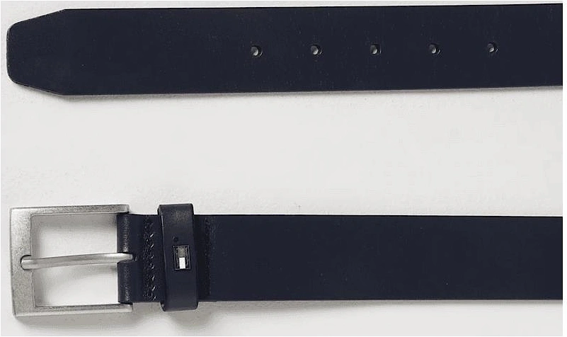 Rubber Logo Navy Leather Belt