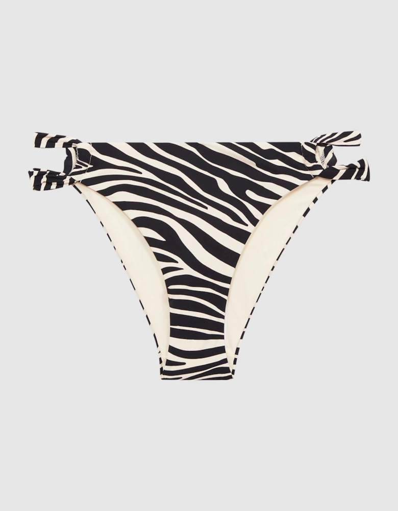 Zebra Print Strappy Bikini Bottoms