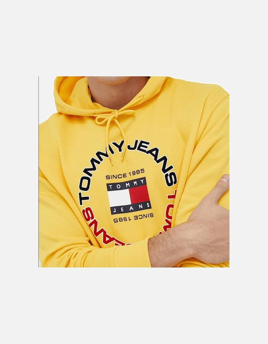 Cotton Regular Fit Circle Logo Yellow Hoodie