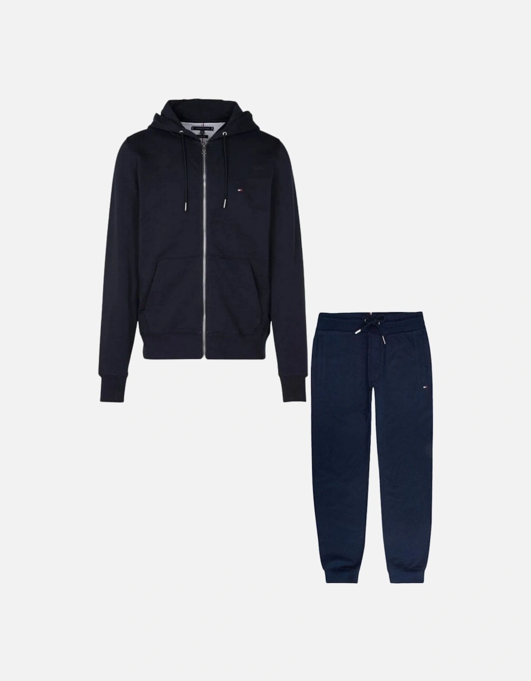 Cotton Navy Embroidered Logo Zip Hooded Tracksuit, 6 of 5