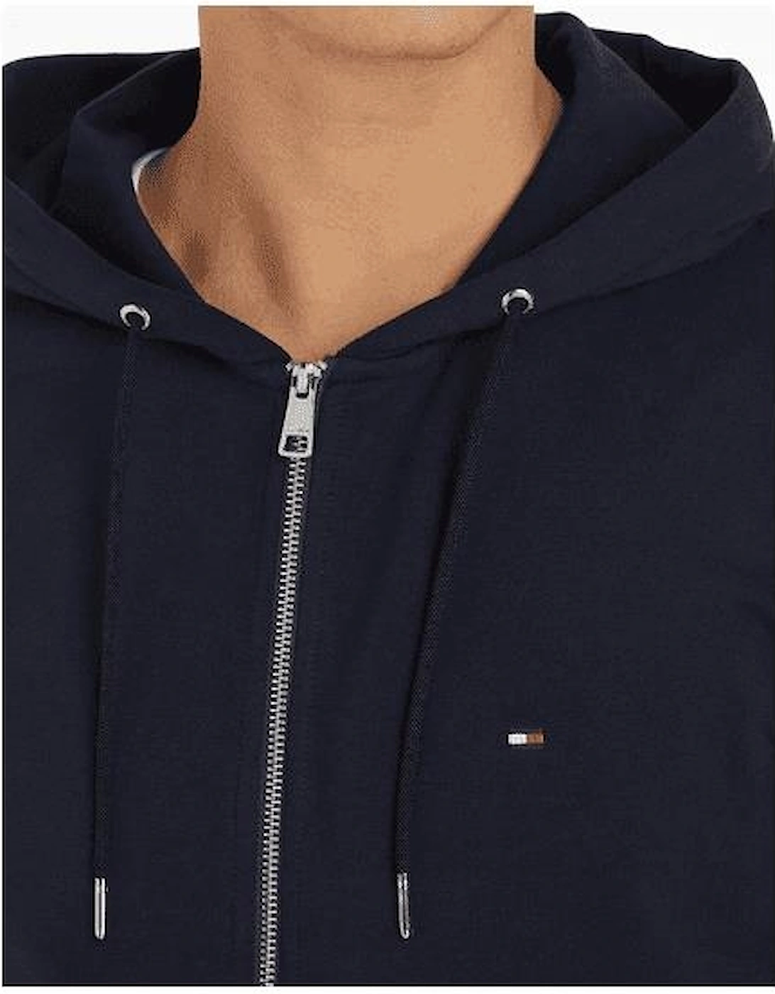 Cotton Navy Embroidered Logo Zip Hooded Tracksuit