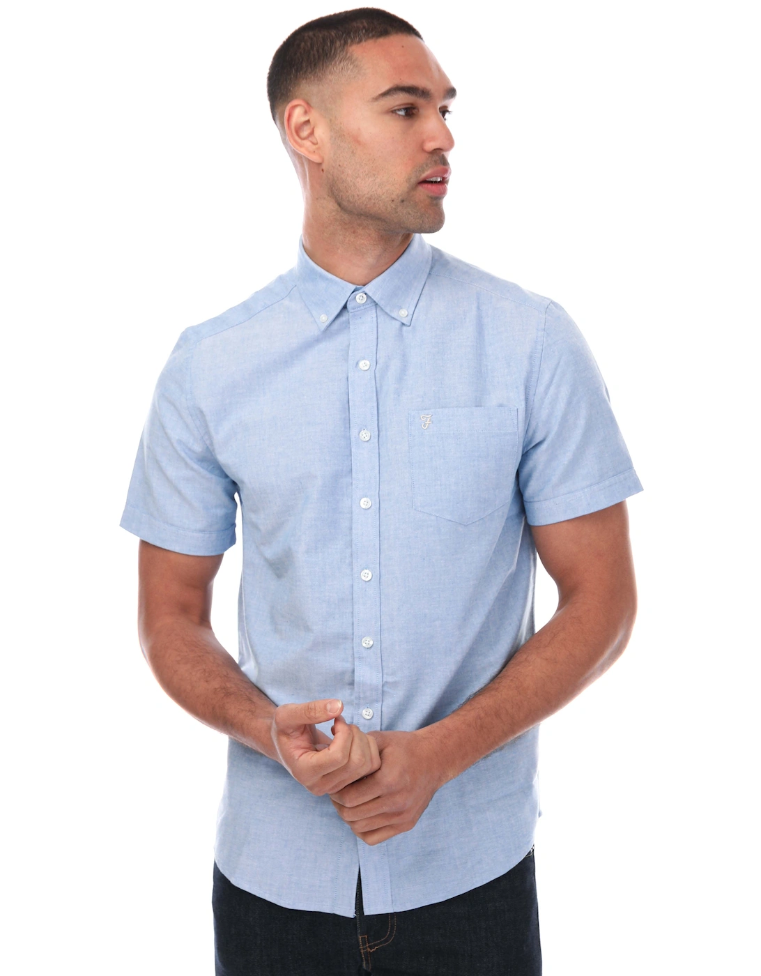 Mens Drayton Modern Fit Short Sleeve Oxford Shirt, 5 of 4