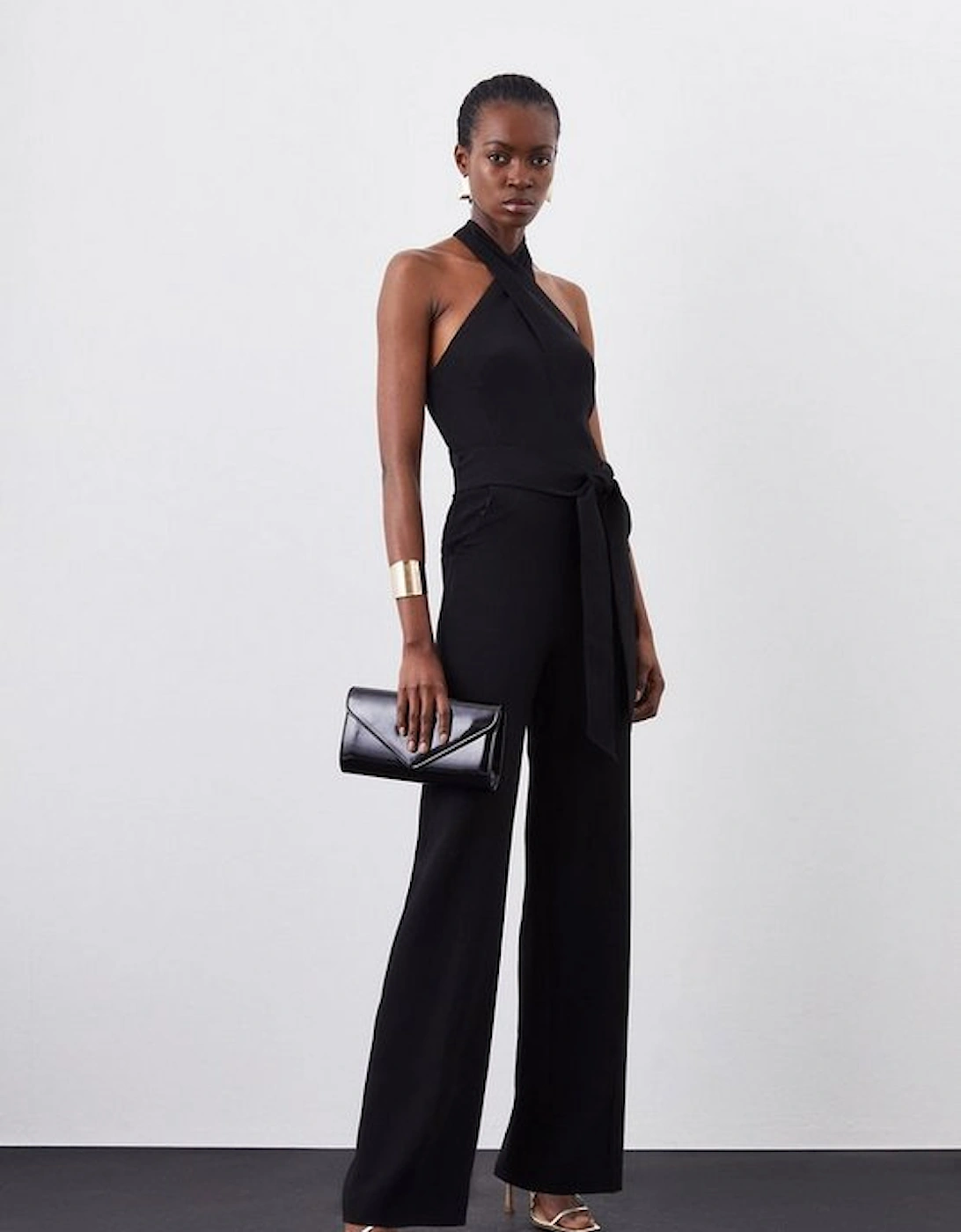 Compact Viscose Stretch Drape Tailored Jumpsuit, 5 of 4