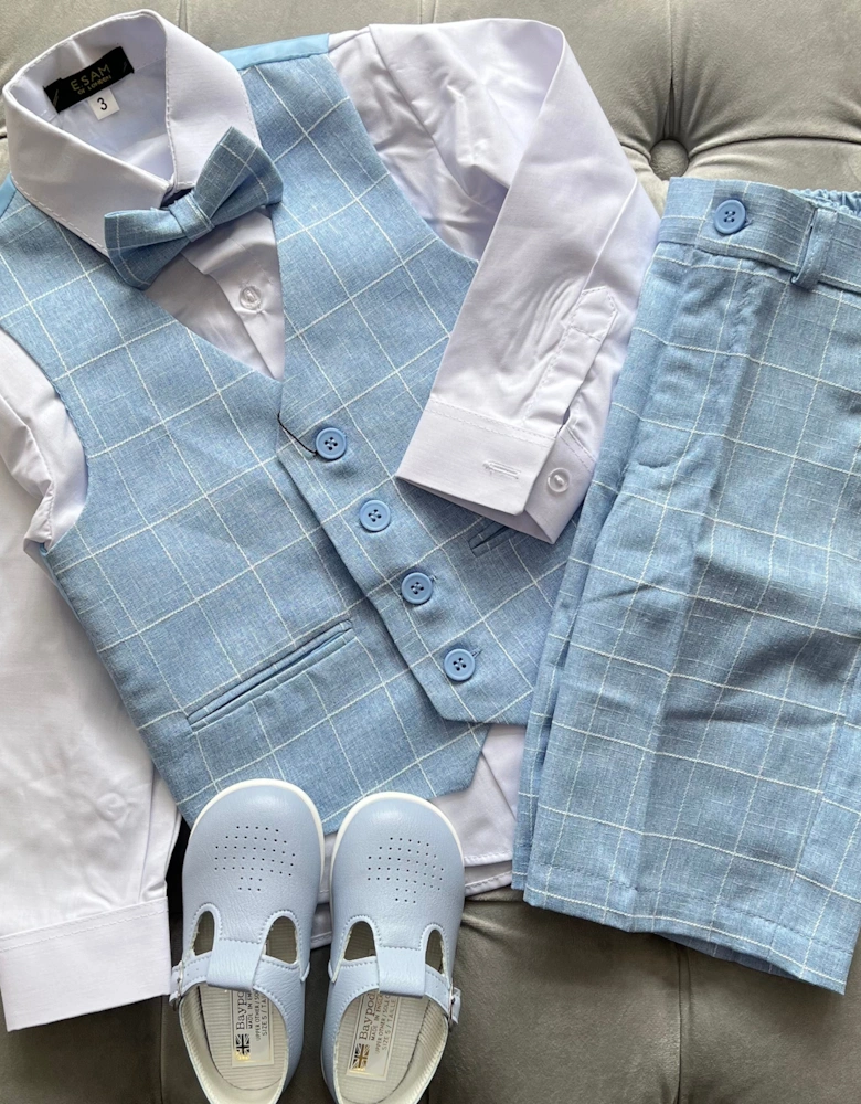 Boys Pale Blue 4 Piece Short Suit