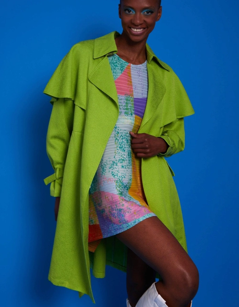 Green Midi Trench Coat