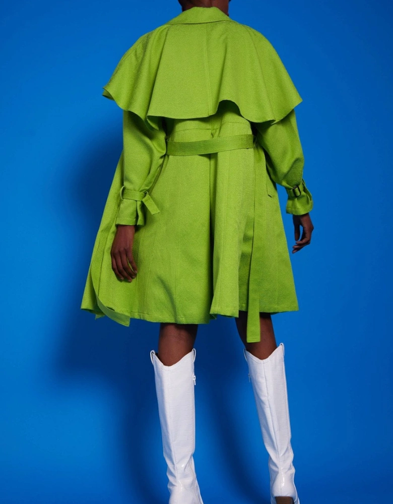 Green Midi Trench Coat