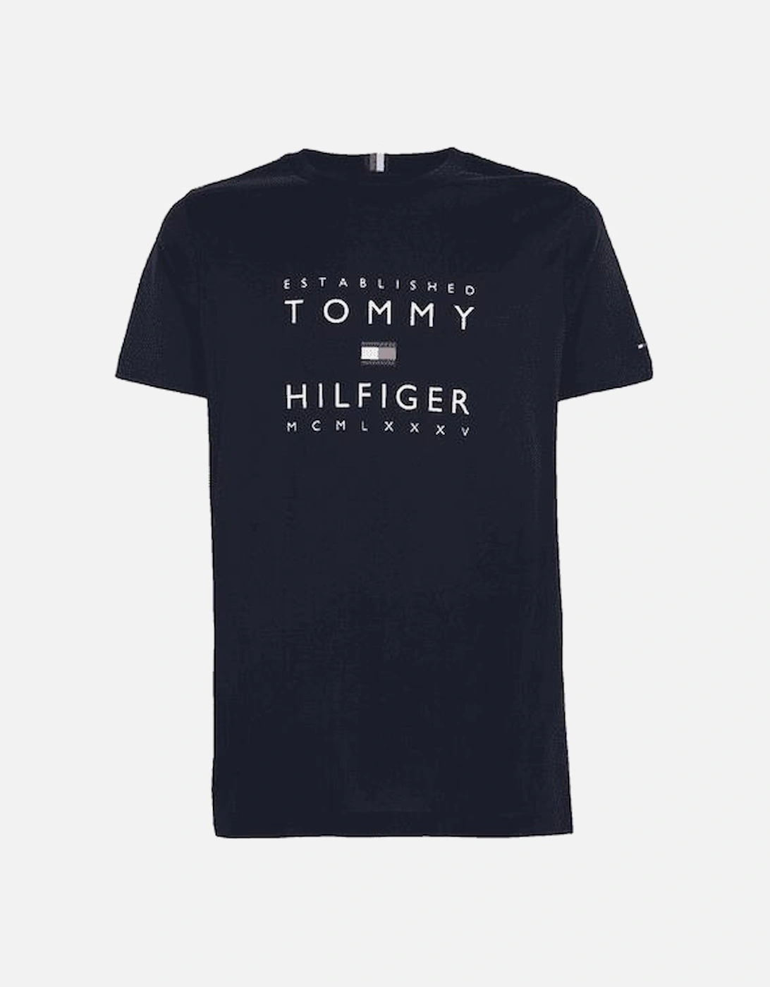 Cotton Numeral Print Logo Regular Fit Navy T-Shirt, 3 of 2