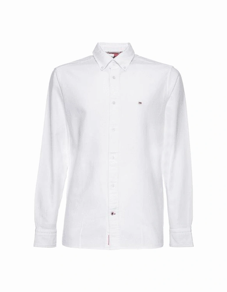 Embroidered Logo Button Up White Shirt