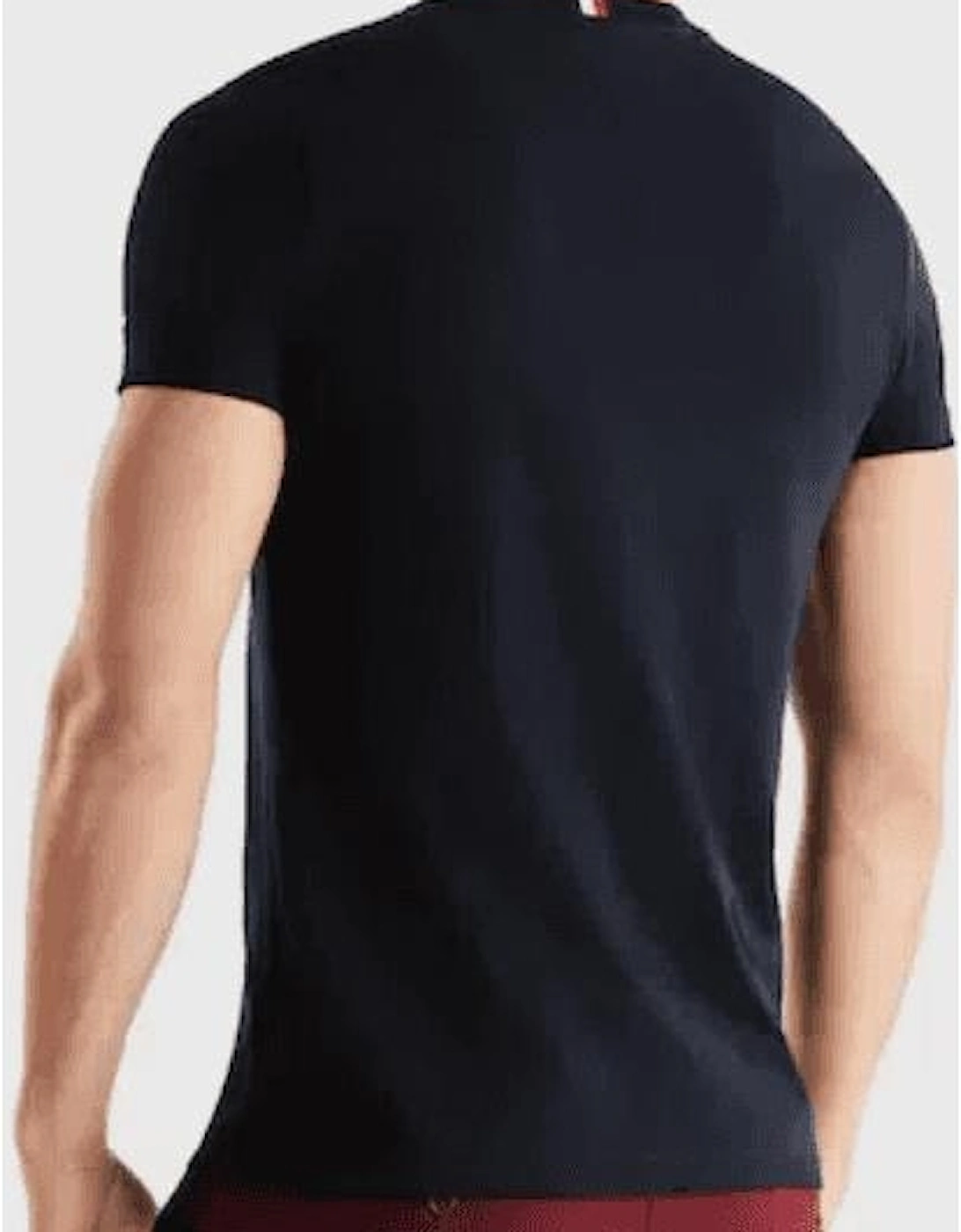 Cotton Numeral Print Logo Regular Fit Navy T-Shirt