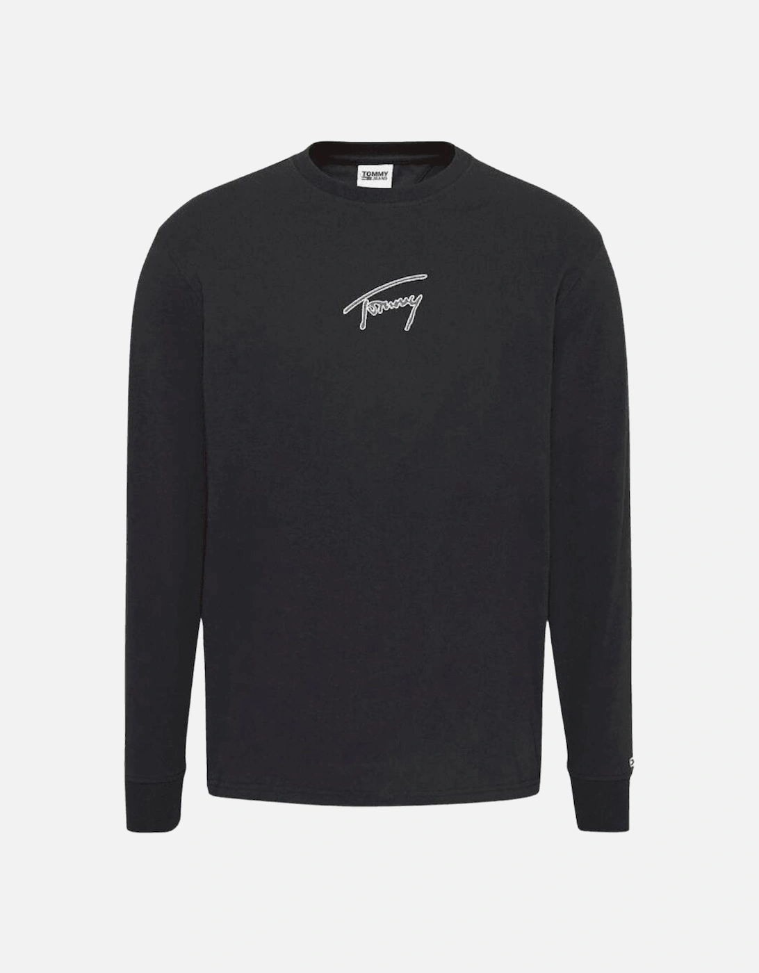 Cotton Embroidered Logo Black Long Sleeve T-Shirt, 4 of 3
