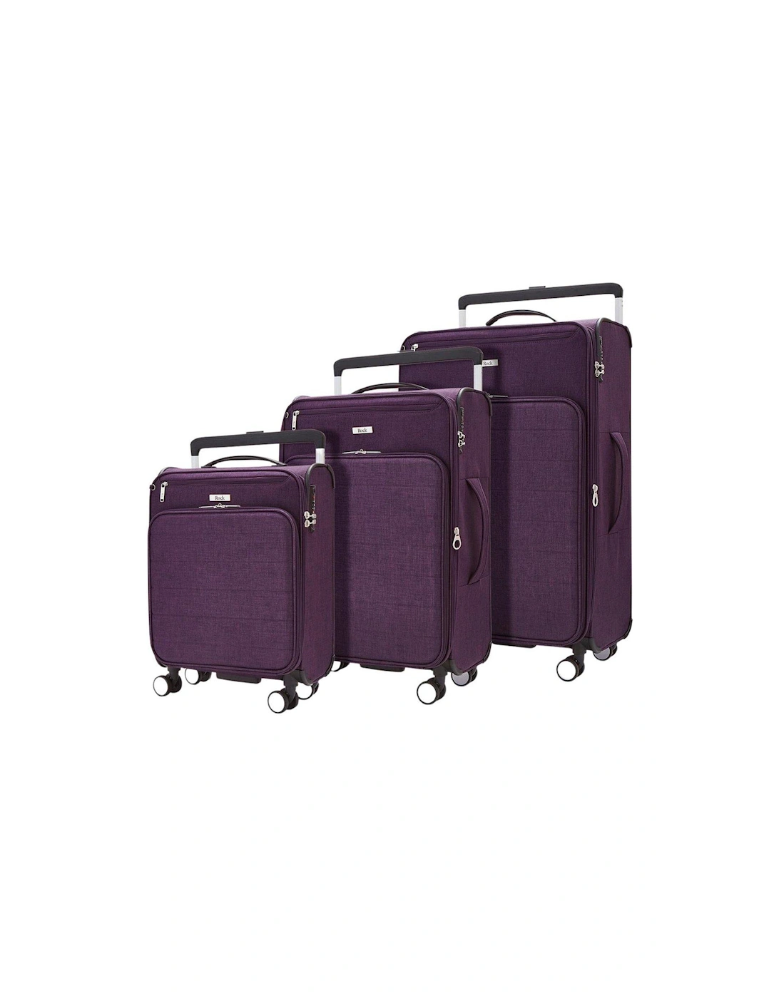 Rocklite DLX 3 Piece Set 8 Wheel Soft Unique Lightweight Large Suitcase - Purple, 2 of 1