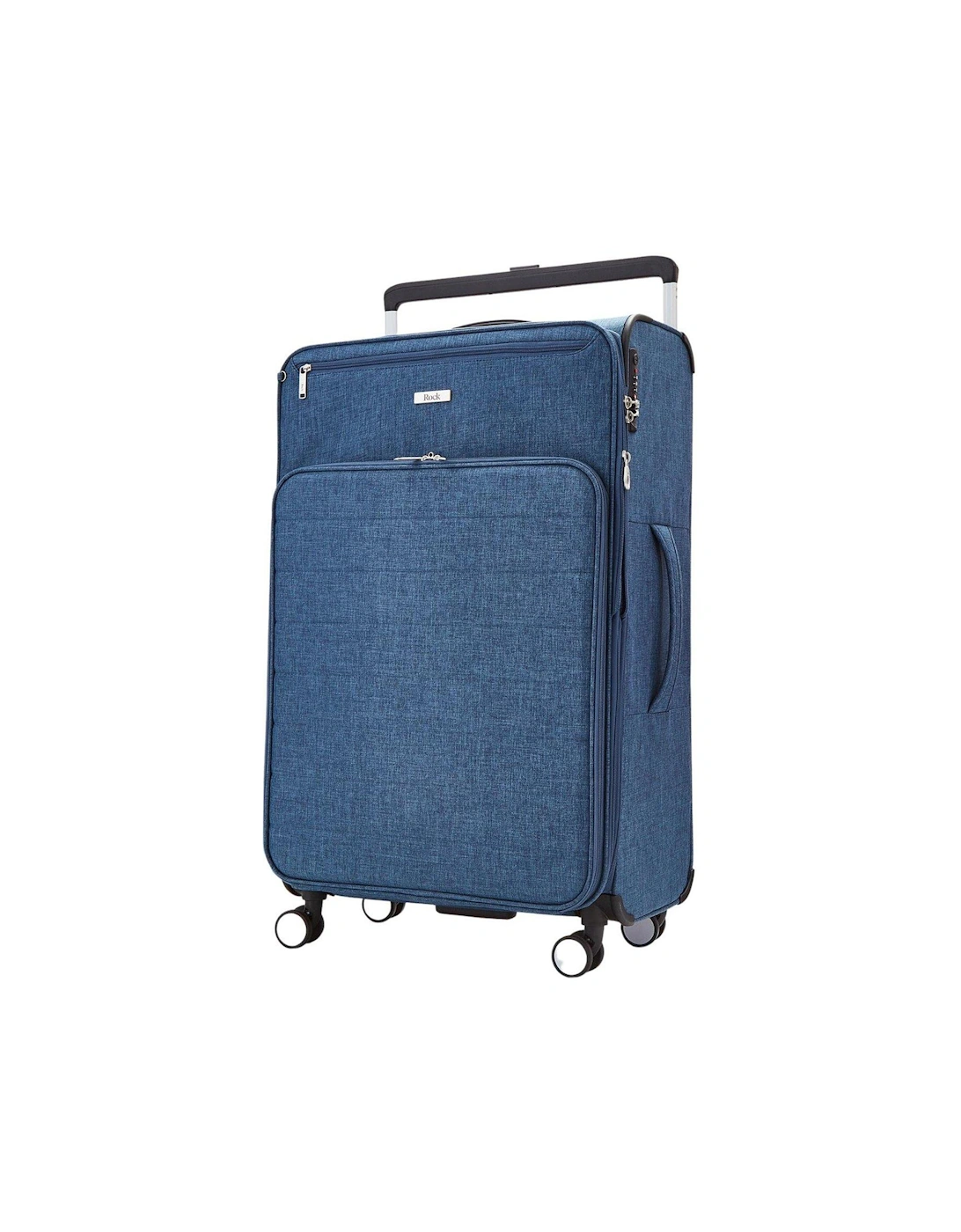 Rocklite DLX 8 Wheel Soft Unique Lightweight Large Suitcase - Denim Blue, 2 of 1
