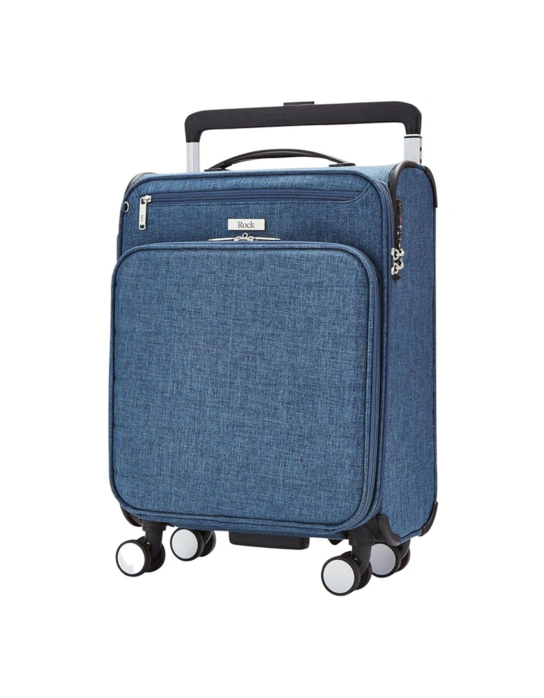 Rocklite DLX 8 Wheel Soft Unique Lightweight Cabin Suitcase - Denim Blue