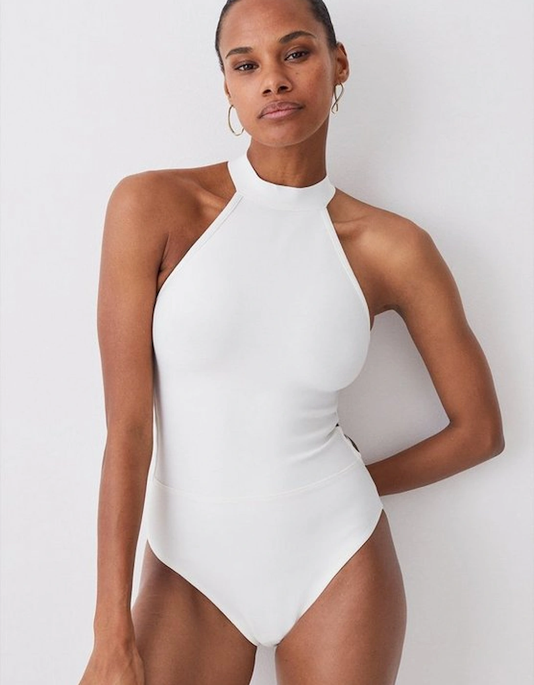 Bandage Halter Neck Strappy Back Swimsuit, 2 of 1