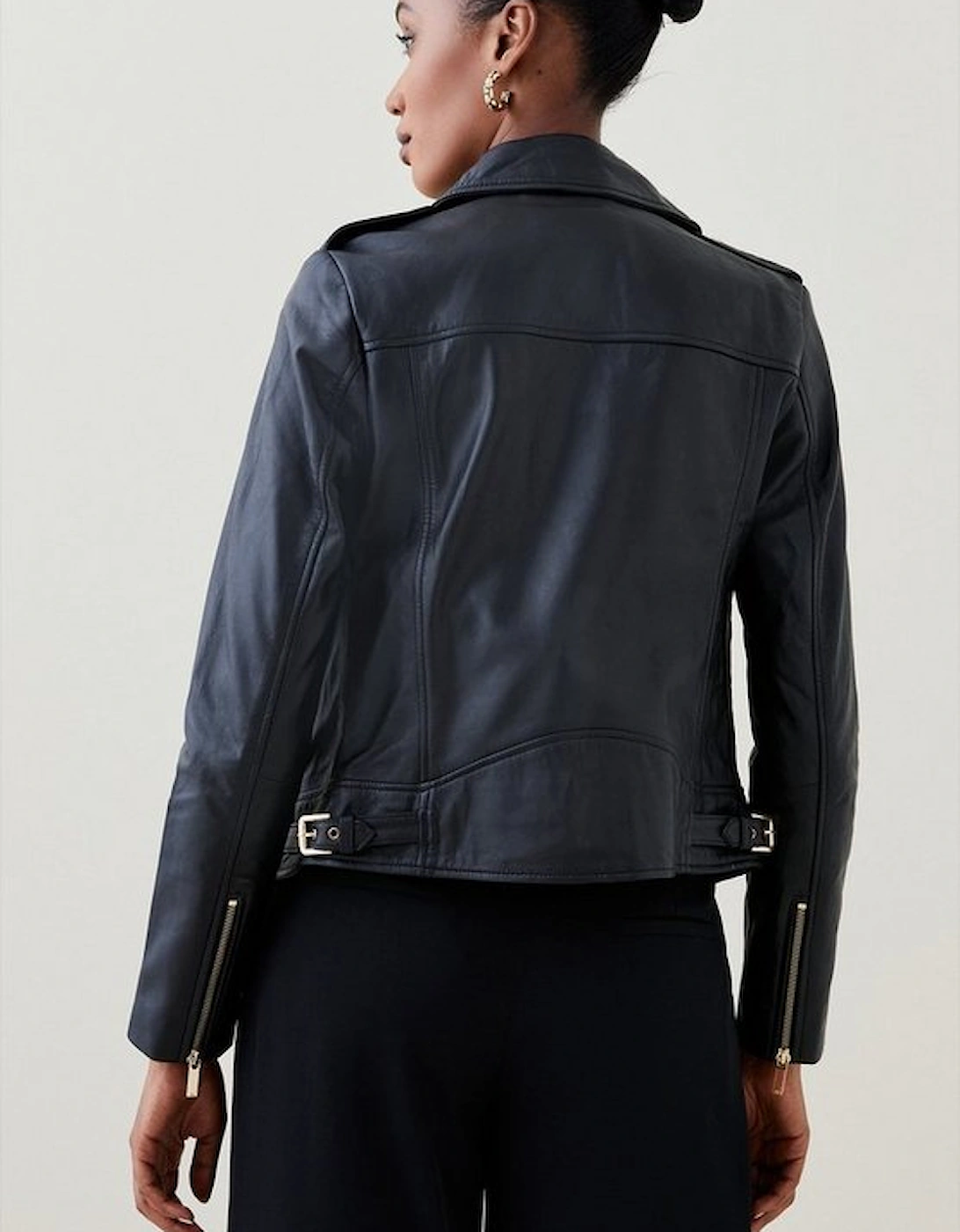 Petite Military Leather Biker