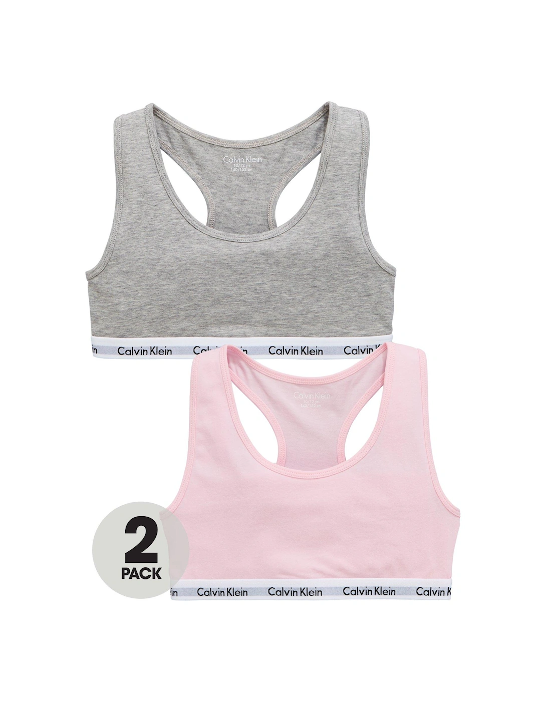 Girls 2 Pack Bralettes - Grey/Pink, 5 of 4