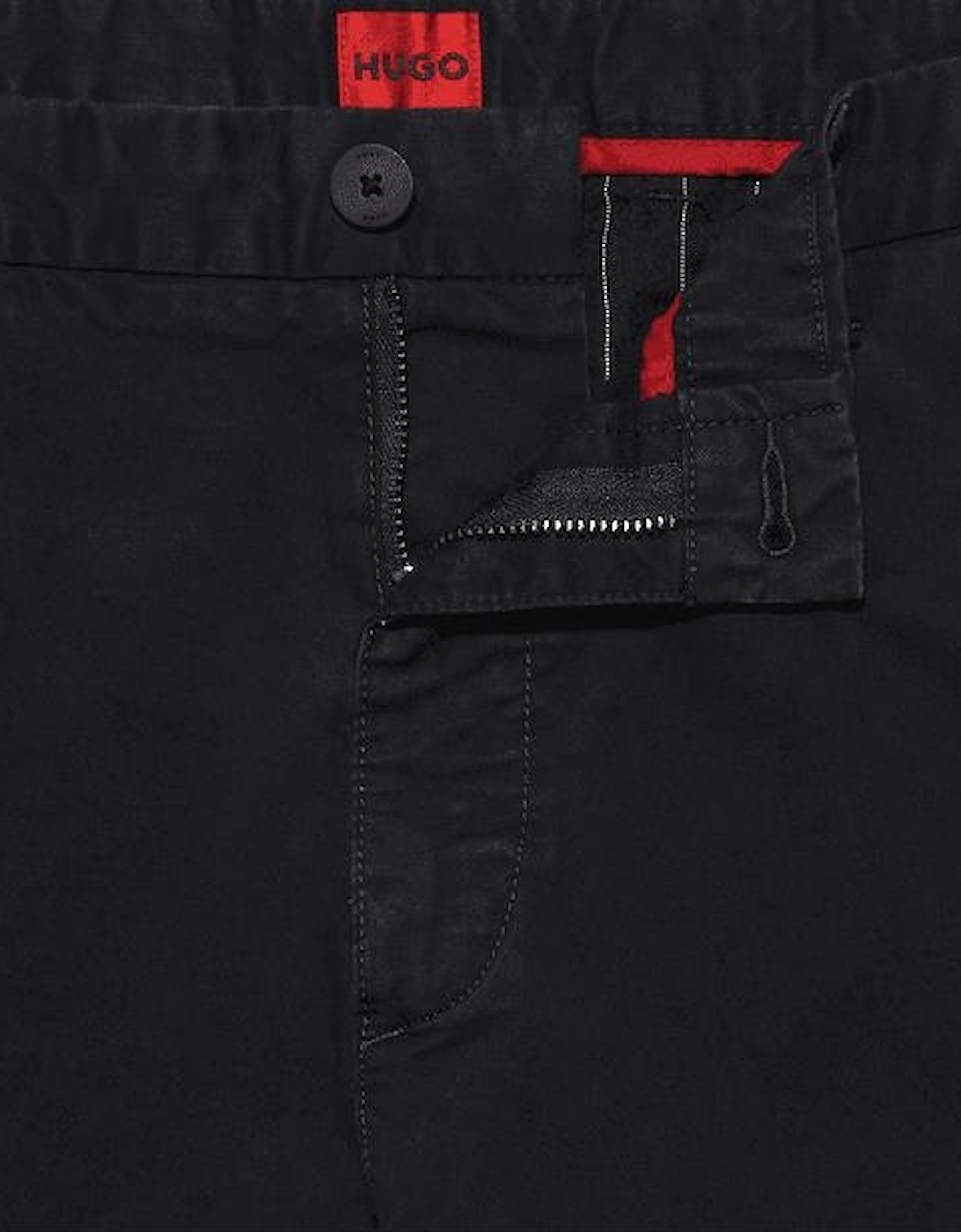 HUGO Embroidered Logo Black Chino Pants