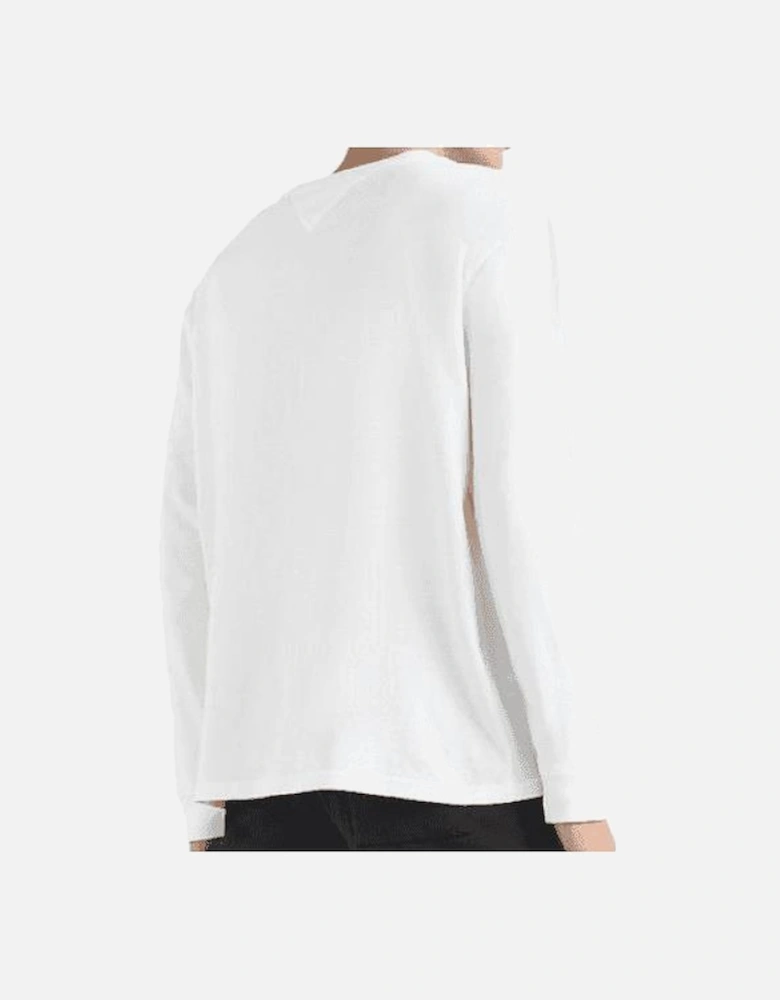 Cotton Embroidered Logo White Long Sleeve T-Shirt