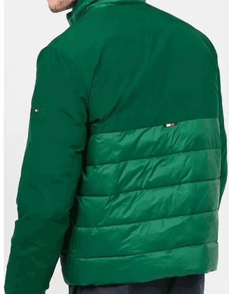 Nylon High Neck Quilted Green Parka Jacket