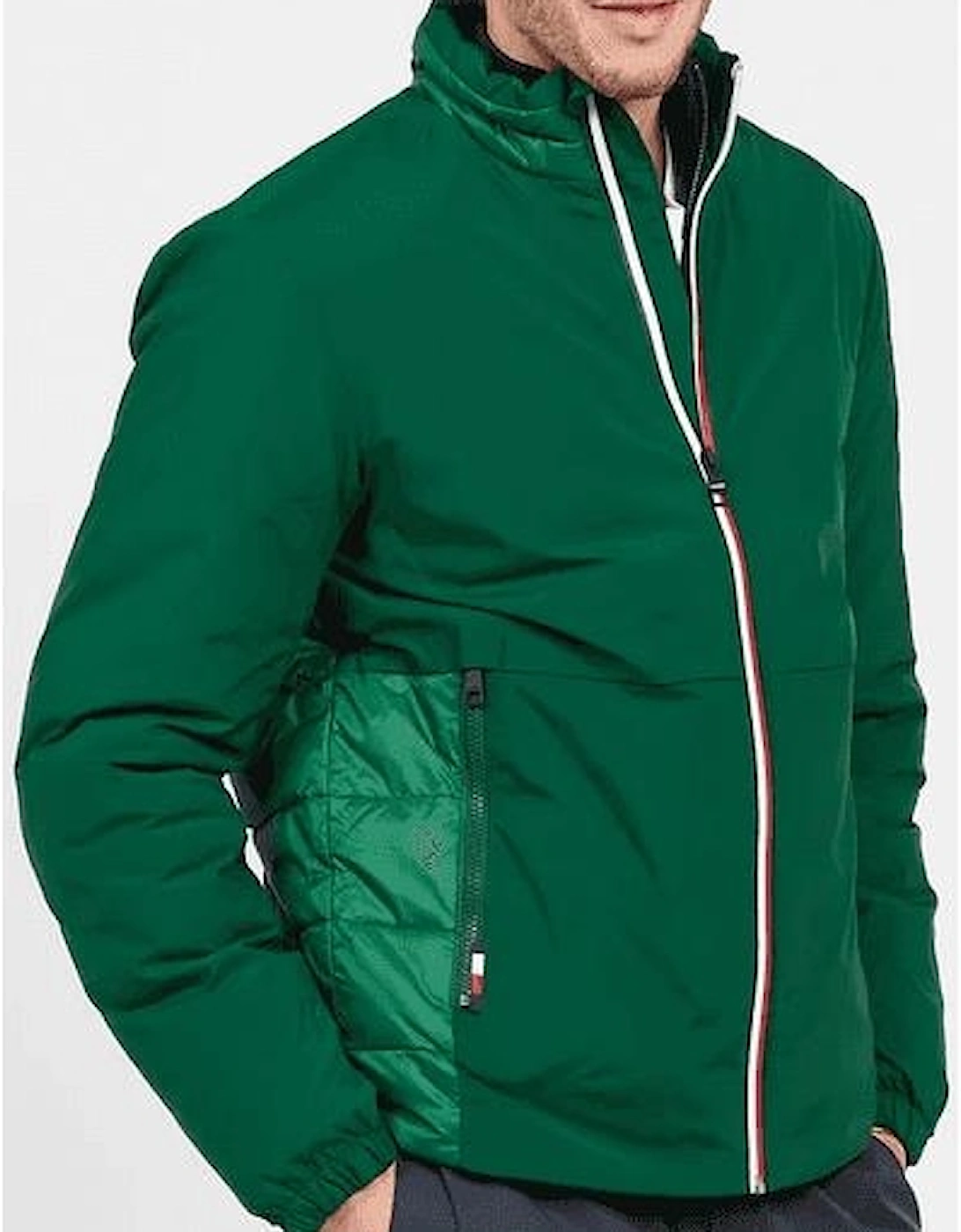 Nylon High Neck Quilted Green Parka Jacket