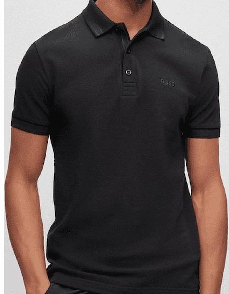 Cotton Collar Design Black Polo Shirt
