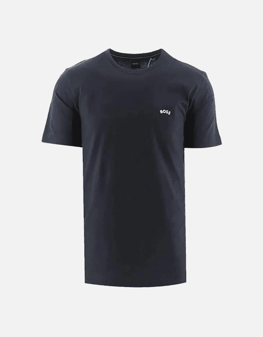 Cotton Curved Rubber Logo Navy T-Shirt, 4 of 3