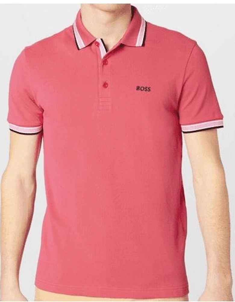 Cotton Collar Design Hot Pink Polo Shirt