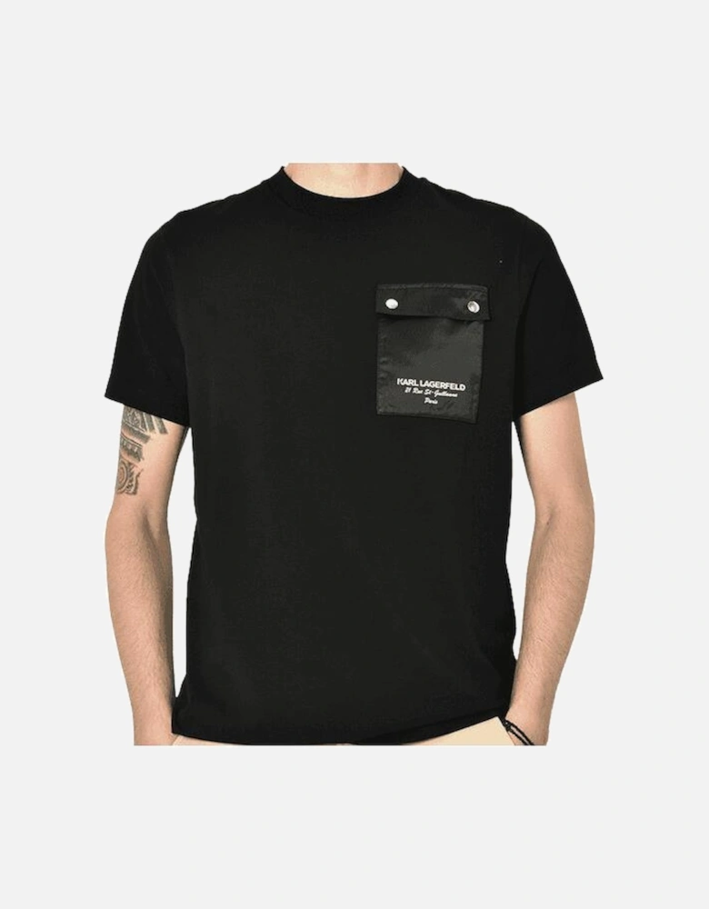 Cotton Chest Pocket Black T-Shirt