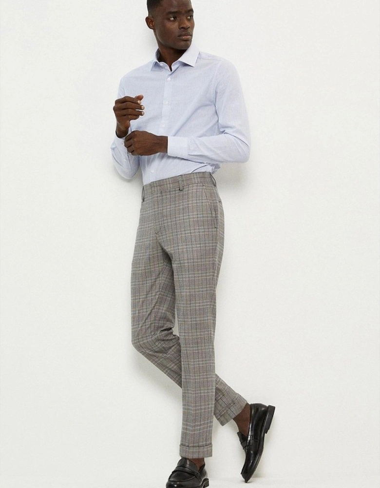 Mens Pow Checked Skinny Suit Trousers