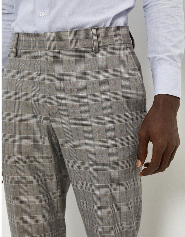 Mens Pow Checked Skinny Suit Trousers