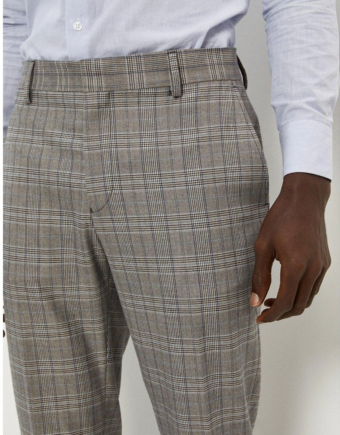 Mens Pow Checked Skinny Suit Trousers