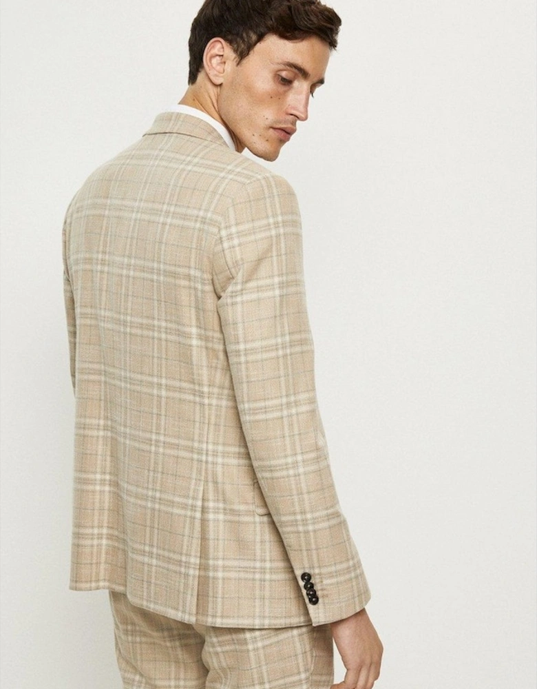 Mens Checked Textured Skinny Suit Jacket