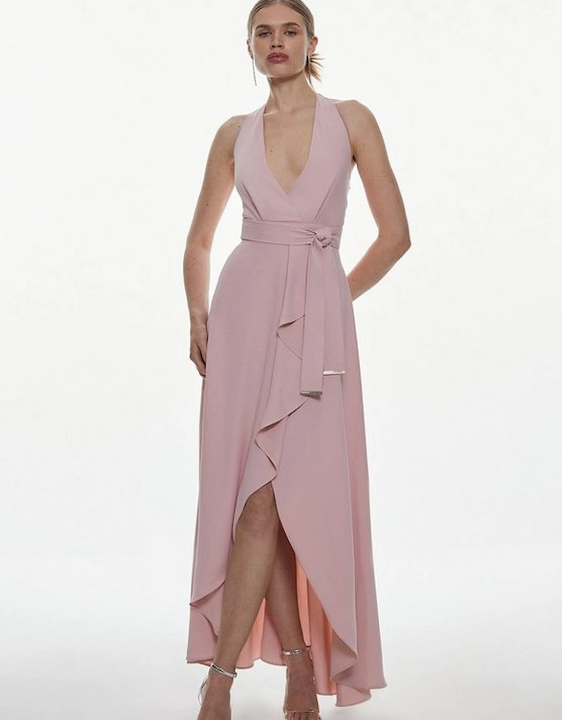 Soft Tailored Waterfall Halter Maxi Dress, 5 of 4