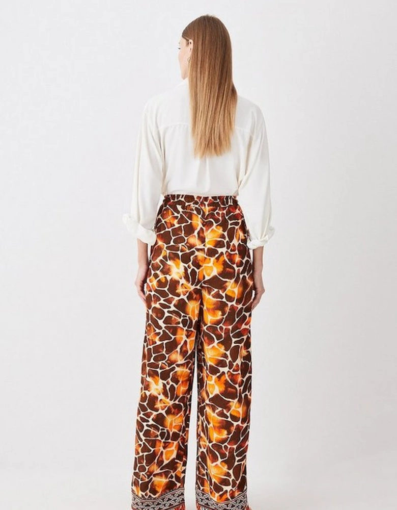 Mixed Animal Woven Wide Leg Trouser