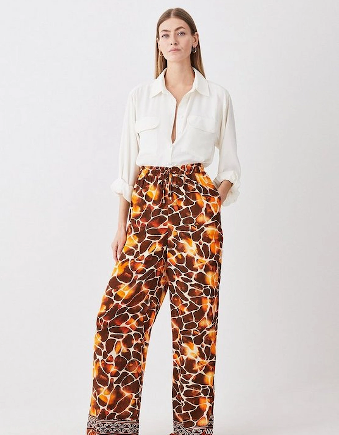 Mixed Animal Woven Wide Leg Trouser, 5 of 4