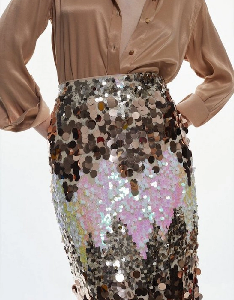 Disc Sequin Maxi Skirt