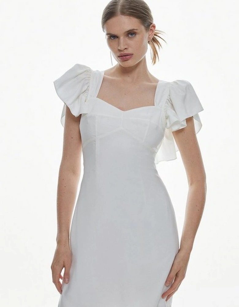 Linen Viscose Angel Sleeve Mini Dress