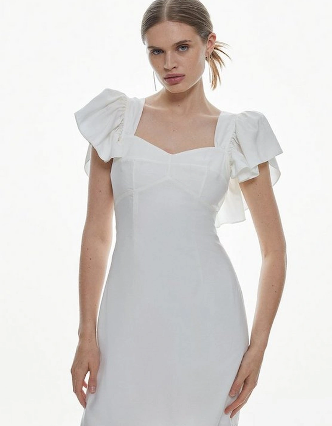 Linen Viscose Angel Sleeve Mini Dress, 5 of 4