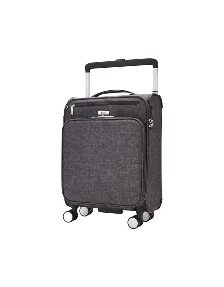 Rocklite DLX 8 Wheel Soft Unique Lightweight Cabin Suitcase - Charcoal
