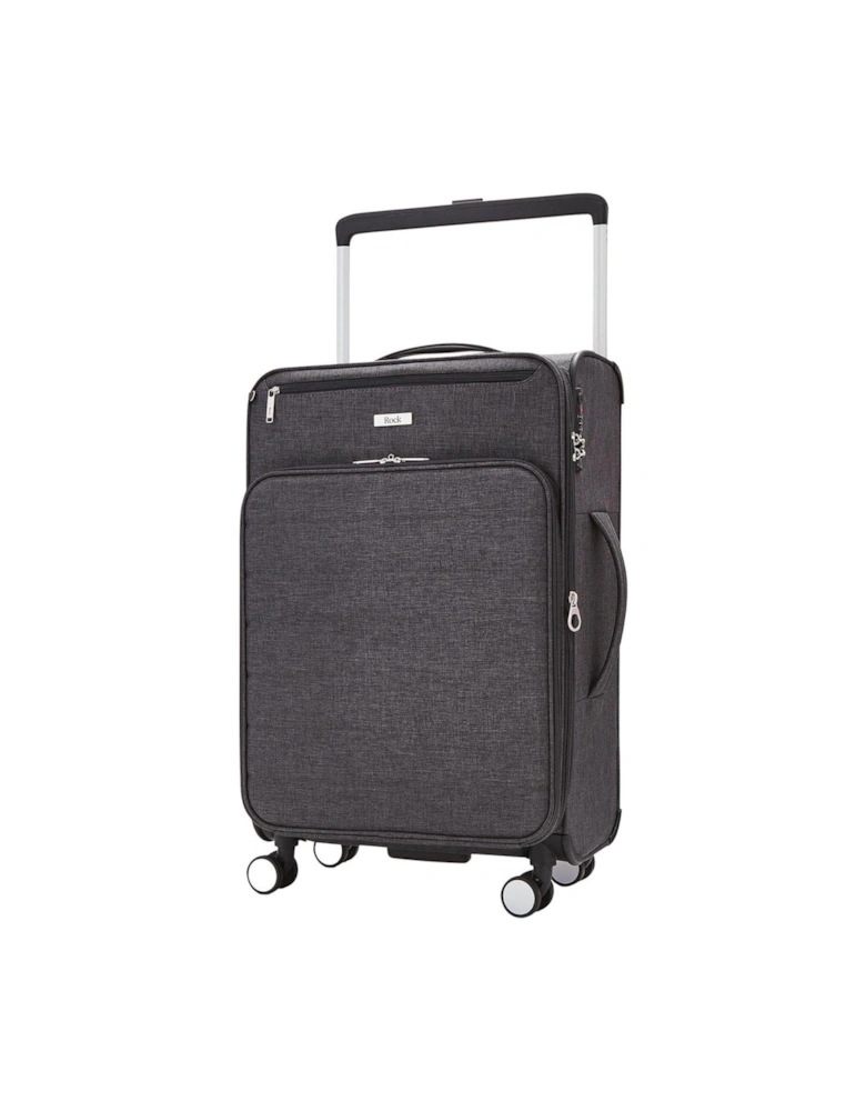 Rocklite DLX 8 Wheel Soft Unique Lightweight Medium Suitcase - Charcoal